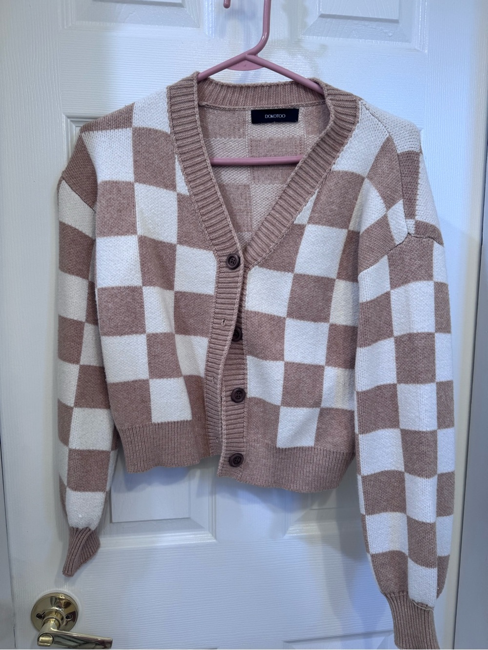 Checkerboard V-Neck Cardigan - 2 sets